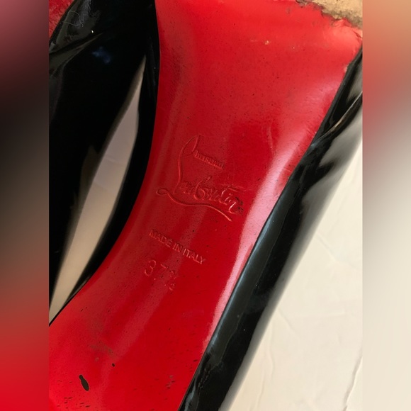 Christian Louboutin Simple Pumps Black Patent Leather Heels Size 37 1/2 or 7.5 - Picture 9 of 15